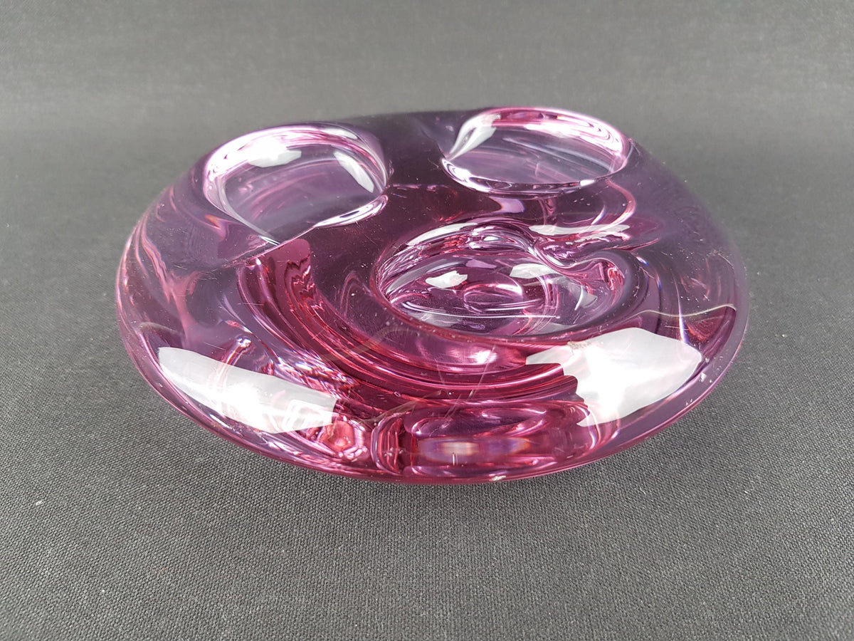 Vintage Sklo Union Purple Glass Valet Ashtray Czech Art Glass Rudolf Jurnikl Czechoslovakia 1960s