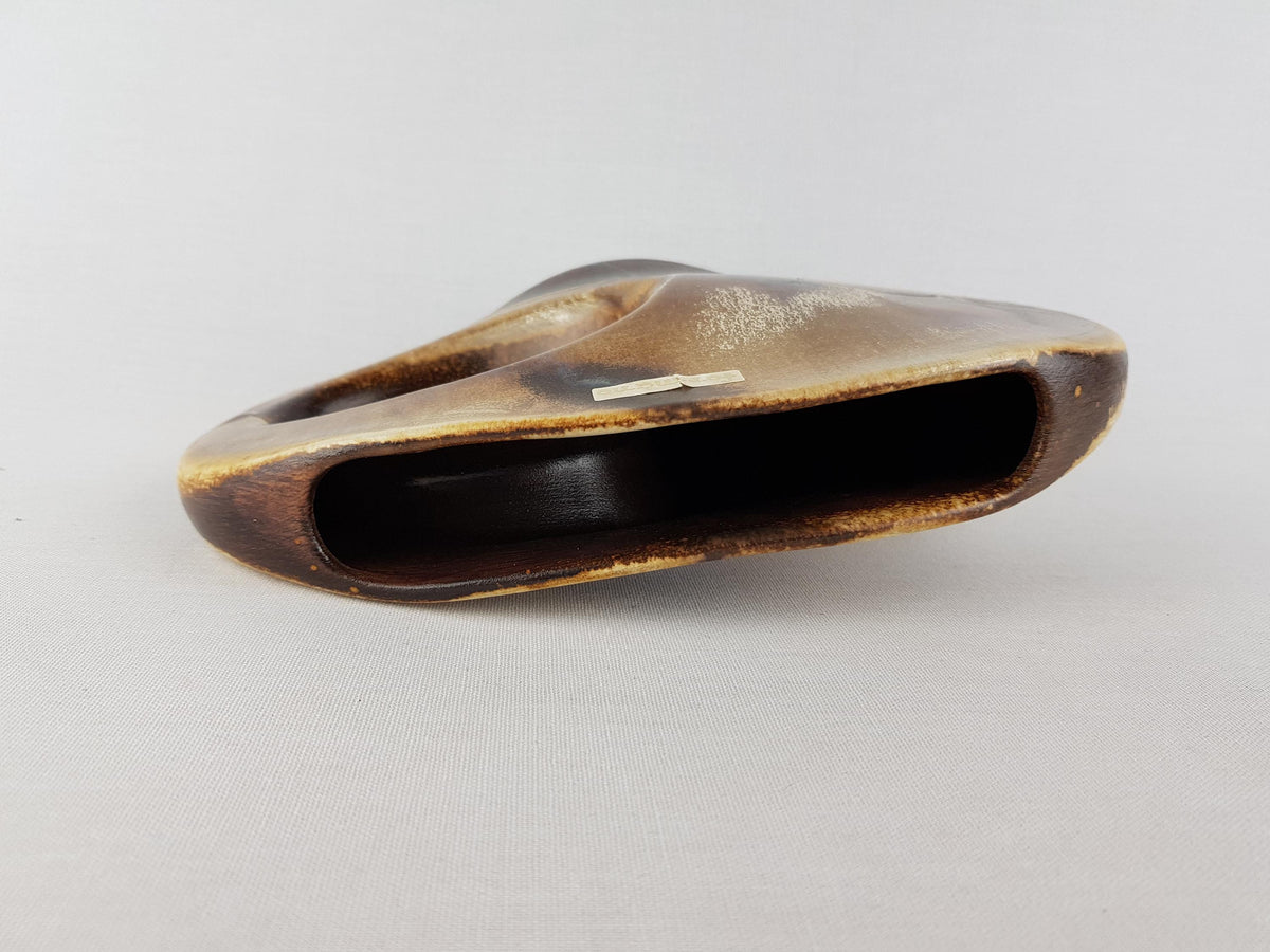 Vintage FORMANO Abstract Ceramic Vase Brown Beige Sculptural West Germany 1980s Design Vase