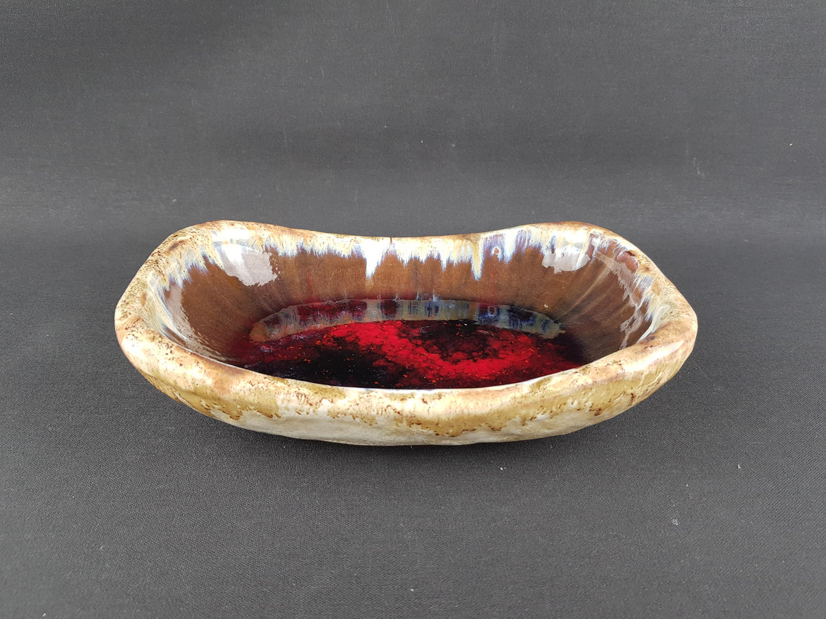 Vintage SCHAFFENACKER STUDIO ART Pottery Brown and Beige Bowl 812 West German Pottery 1960s