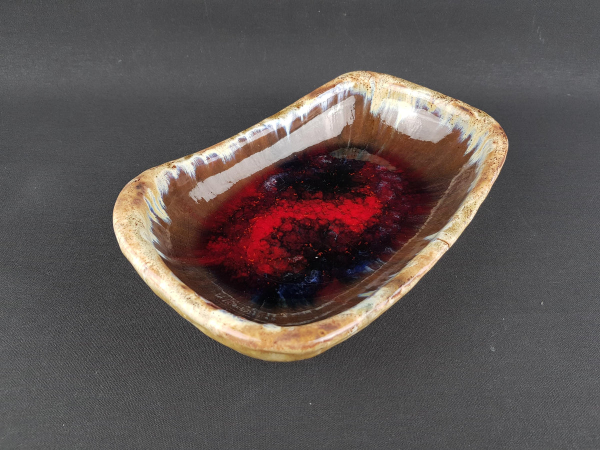 Vintage SCHAFFENACKER STUDIO ART Pottery Brown and Beige Bowl 812 West German Pottery 1960s