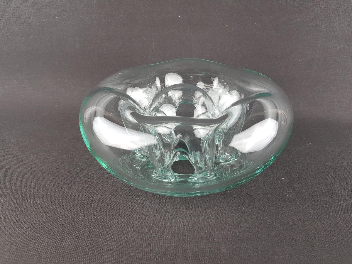 Vintage DRAGAN DROBNJAK Ikebana Sculpture Ice Blue Art Glass 9 October Glass Factory Serbia 1970s