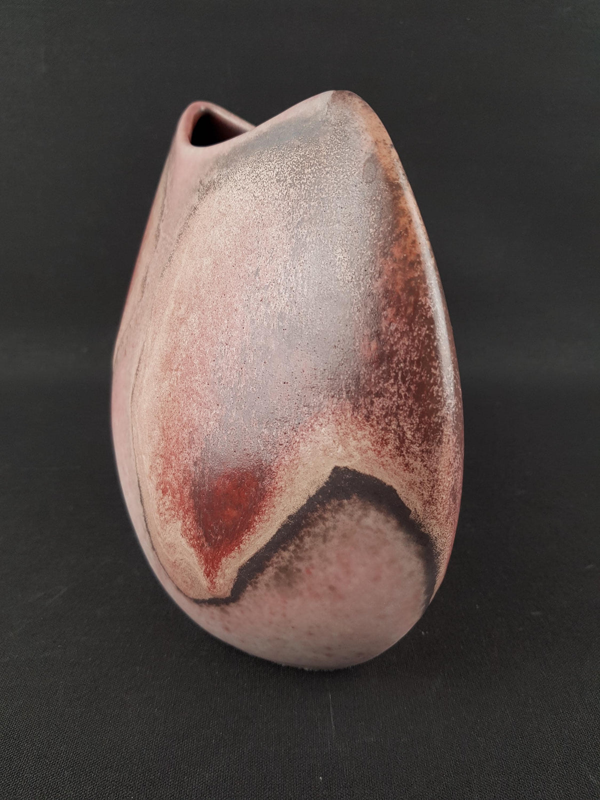 Vintage OTTO Keramik Pink Fish Mouth Vase West German Pottery 1970-80s