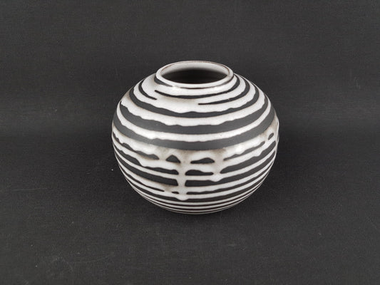 Vintage SCHLOSSBERG KERAMIK Ball Vase 109-1 with Roulette decor by Liesel Spornhauer 1950s