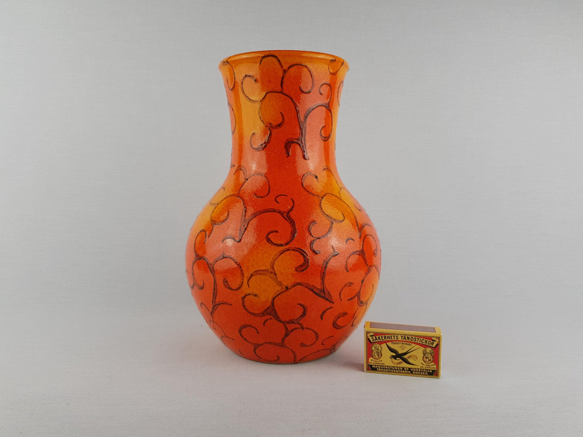 Vintage DÜMLER & BREIDEN Orange Vase 121/25 West German Pottery 1970s