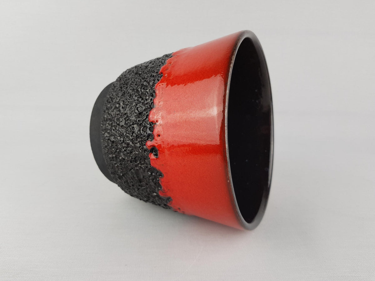 Vintage JOPEKO KERAMIK Red and Black Fat Lava Planter / Flower Pot with "Lava" Decor West German Pottery 1970s