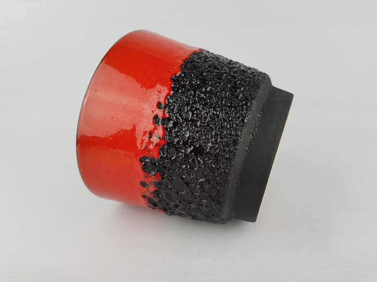 Vintage JOPEKO KERAMIK Red and Black Fat Lava Planter / Flower Pot with "Lava" Decor West German Pottery 1970s