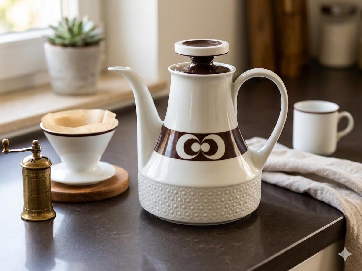 Vintage SCHERZER Porzellan Coffee Tea Pot Bavaria West Germany Mid Century Modern 1950s 1960s