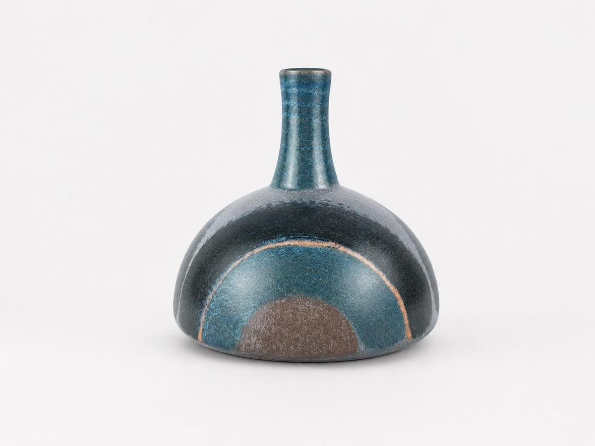 Vintage KMK (Keramik Manufaktur Kupfermühle) Blue and Grey vase with Blue Orlando Decor by Gisela Biomart 1970s