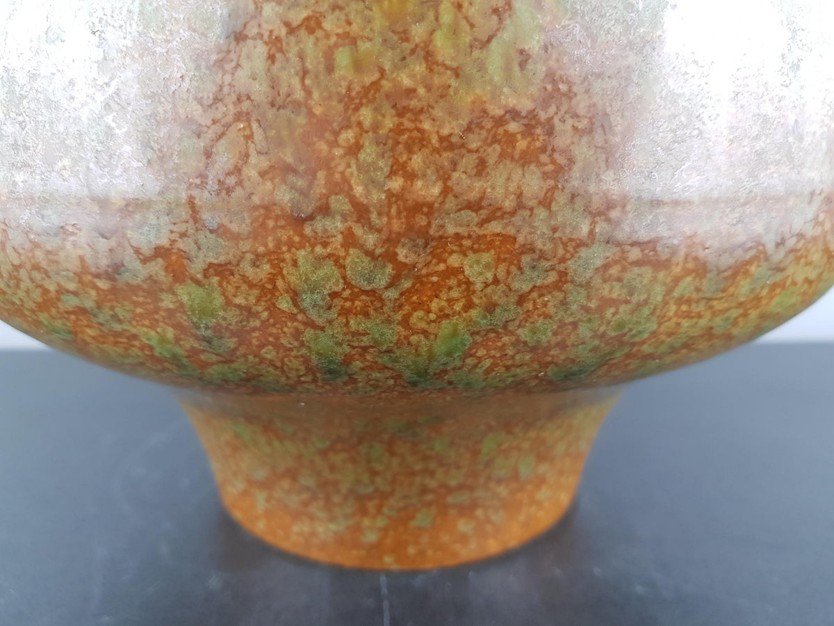 Vintage DÜMLER & BREIDEN Green and Brown Mottled Vase 180/30 West German Pottery 1960s