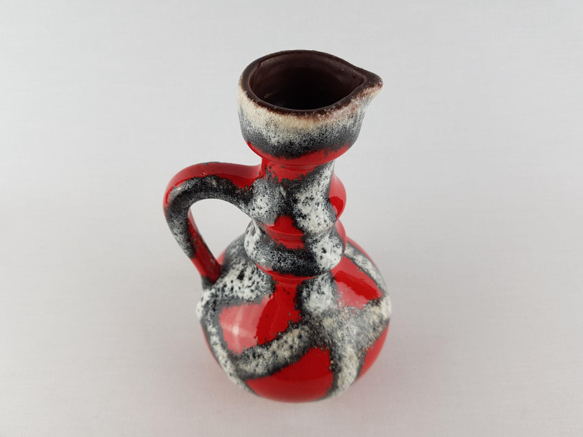 Vintage JOPEKO KERAMIK Red Vase with Turin Decor 7201-21 West German Pottery 1970s