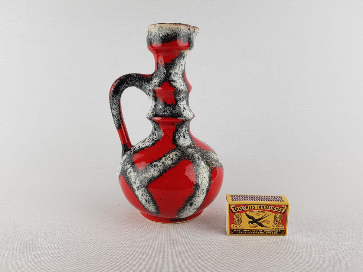 Vintage JOPEKO KERAMIK Red Vase with Turin Decor 7201-21 West German Pottery 1970s