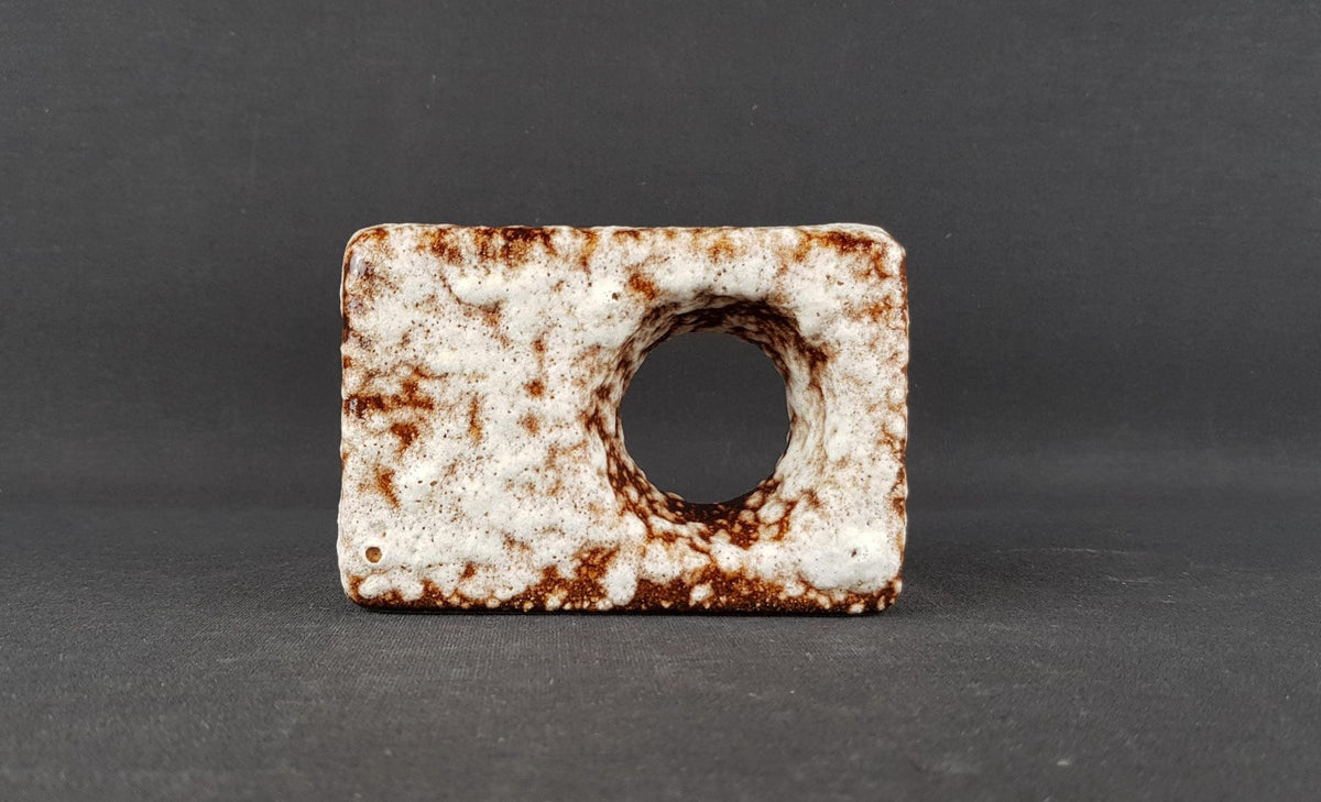 Vintage VEST KERAMIEK Fat Lava Square Chimney Vase with Van Gogh Glaze Dutch Pottery 1960-70s