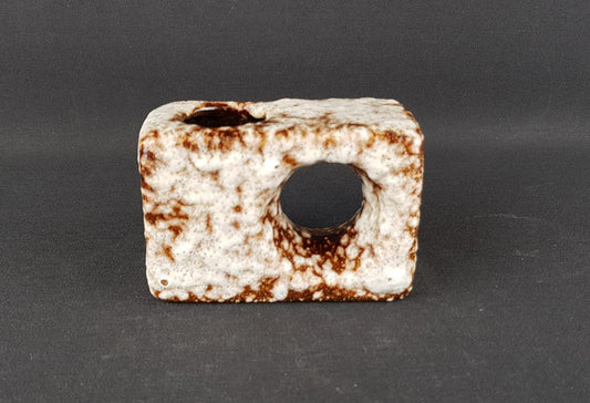 Vintage VEST KERAMIEK Fat Lava Square Chimney Vase with Van Gogh Glaze Dutch Pottery 1960-70s