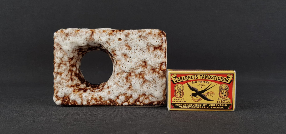 Vintage VEST KERAMIEK Fat Lava Square Chimney Vase with Van Gogh Glaze Dutch Pottery 1960-70s