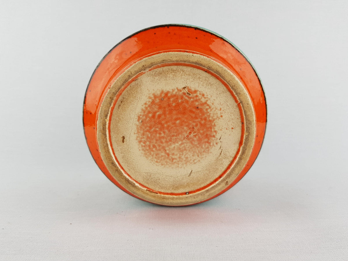 Vintage WEST GERMAN POTTERY Orange Flower Pot Planter 1970s