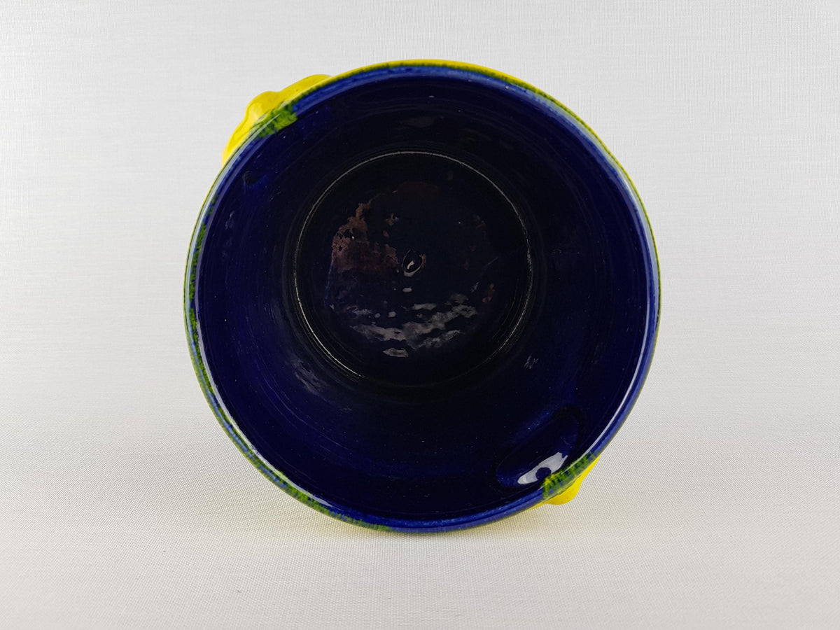 Vintage WALTHER BECHT Blue and Yellow Flower Pot Planter West German Pottery 1960s 1970s