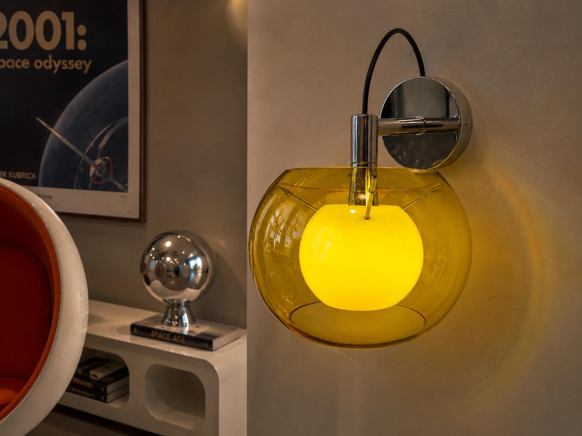 Vintage ROSSETTI Italy Yellow Wall Lamp – Mid-Century Modern Plastic Sconce – Italian Design 1970s