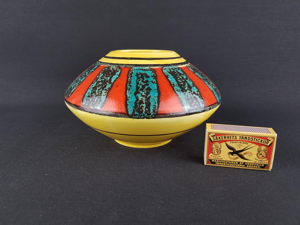 Vintage BAY KERAMIK Fat Lava Discus UFO Vase Ceylon Decor by Bodo Mans 60s