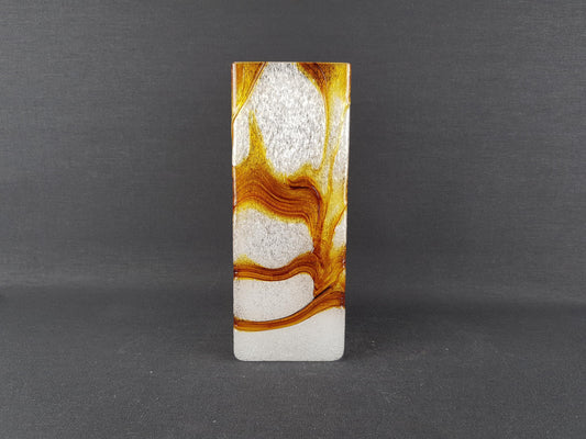 Vintage SPIEGELAU Frosted Crystal Glass Vase Amber White Foam Glass Art Vase West Germany 1960s 1970s