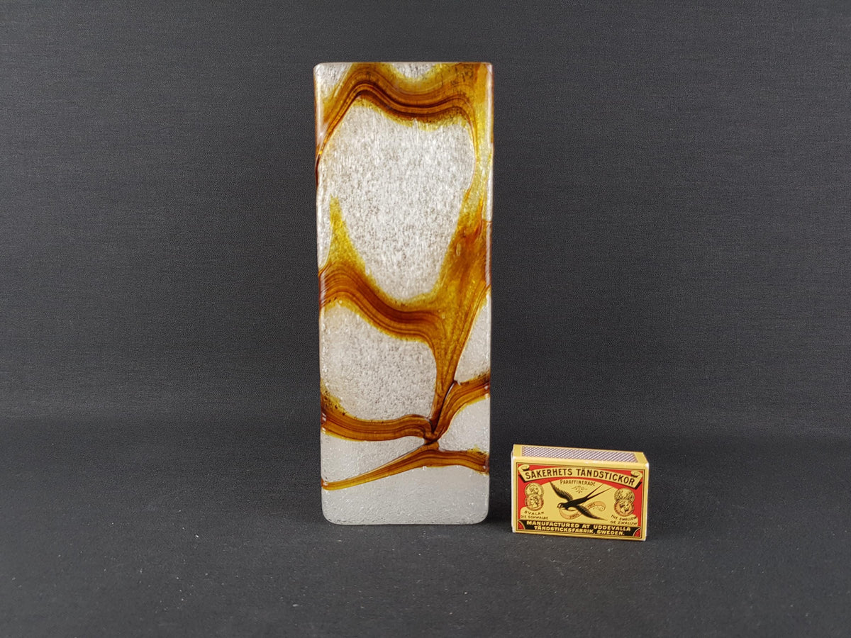 Vintage SPIEGELAU Frosted Crystal Glass Vase Amber White Foam Glass Art Vase West Germany 1960s 1970s