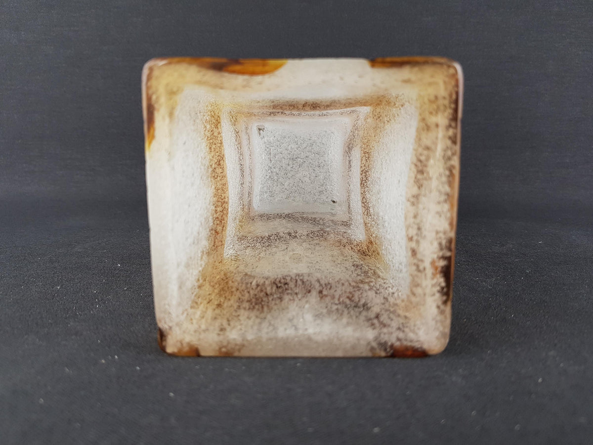 Vintage SPIEGELAU Frosted Crystal Glass Vase Amber White Foam Glass Art Vase West Germany 1960s 1970s