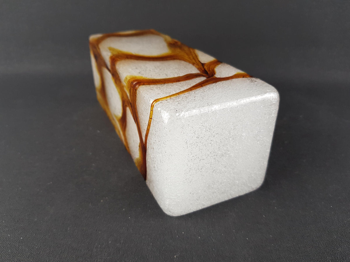 Vintage SPIEGELAU Frosted Crystal Glass Vase Amber White Foam Glass Art Vase West Germany 1960s 1970s