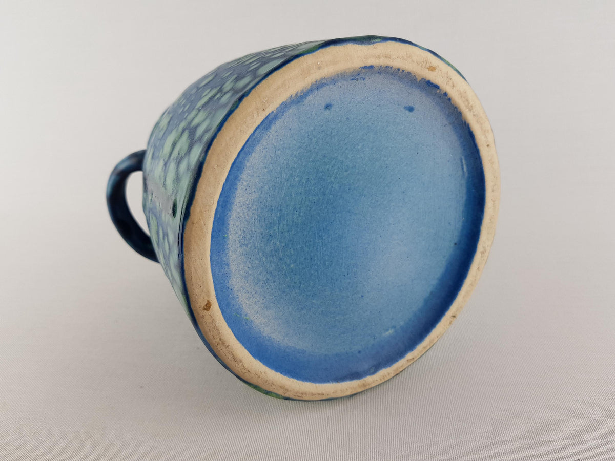 Vintage ES KERAMIK (Emons & Sohne) Double Handled Blue and Green Mottled Vase West German Pottery 1970s