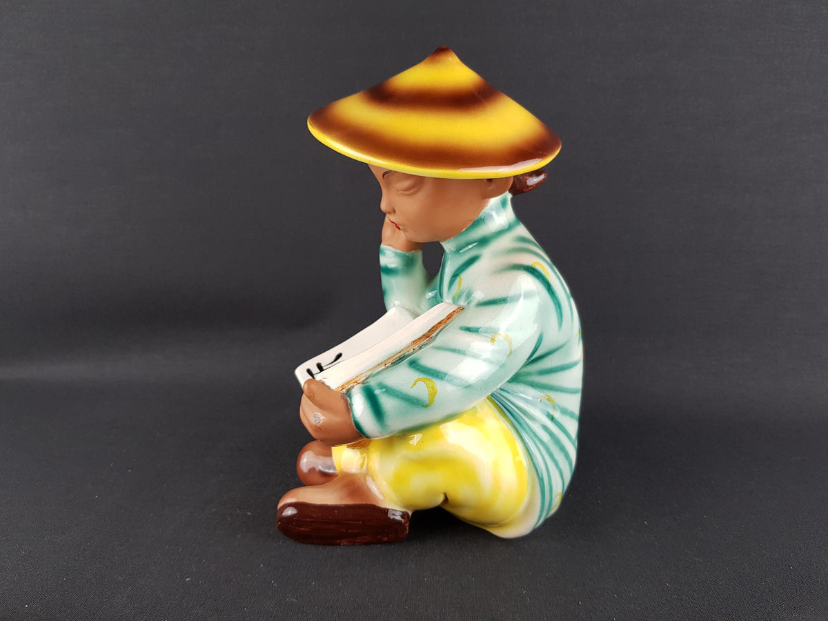 Vintage GMUNDNER KERAMIK Chinese Reader Figurine 2278 by Stephan Dakon Austria 1958 Mid Century Ceramic
