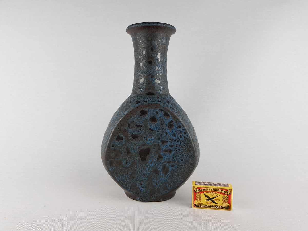 Vintage DÜMLER & BREIDEN Blue Fat Lava Vase 105/28 West German Pottery 1970s