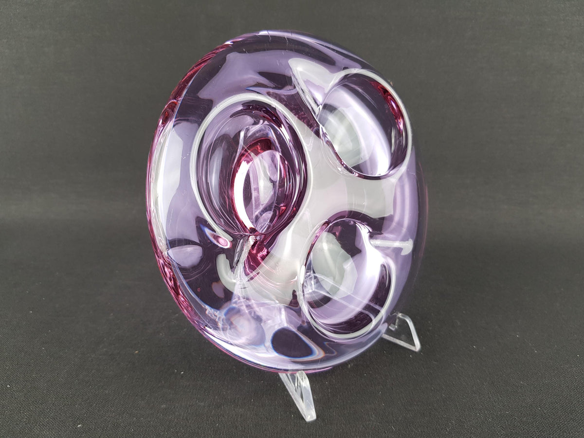 Vintage Sklo Union Purple Glass Valet Ashtray Czech Art Glass Rudolf Jurnikl Czechoslovakia 1960s