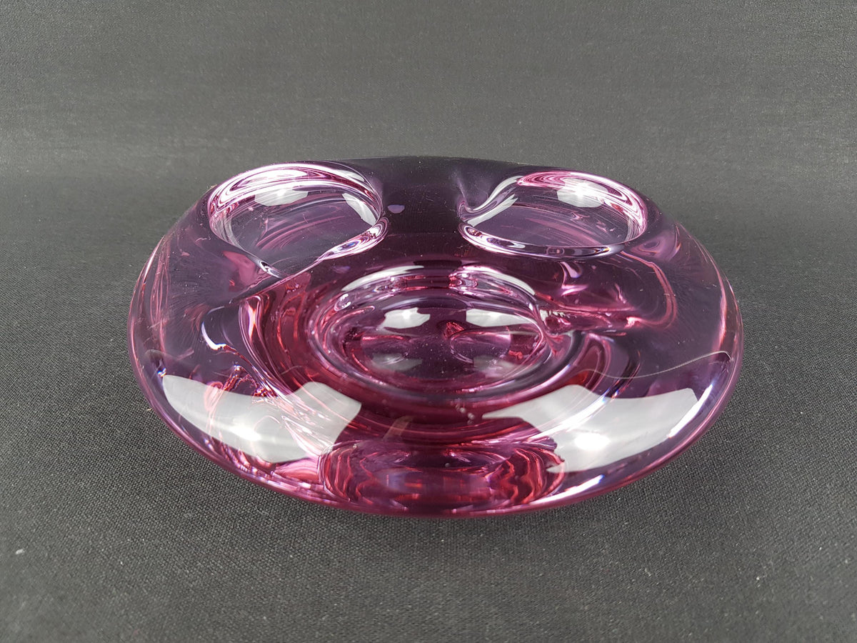 Vintage Sklo Union Purple Glass Valet Ashtray Czech Art Glass Rudolf Jurnikl Czechoslovakia 1960s