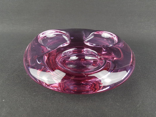 Vintage Sklo Union Purple Glass Valet Ashtray Czech Art Glass Rudolf Jurnikl Czechoslovakia 1960s