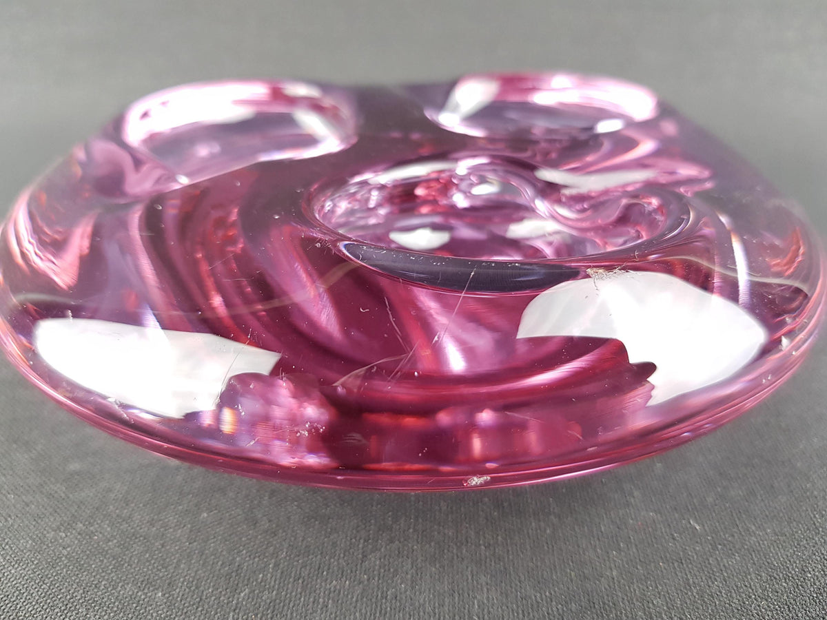 Vintage Sklo Union Purple Glass Valet Ashtray Czech Art Glass Rudolf Jurnikl Czechoslovakia 1960s