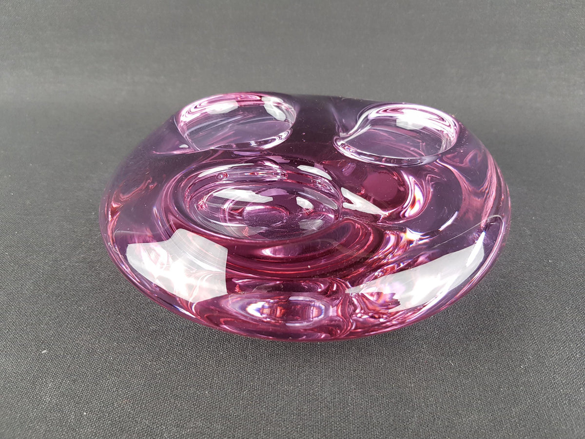 Vintage Sklo Union Purple Glass Valet Ashtray Czech Art Glass Rudolf Jurnikl Czechoslovakia 1960s