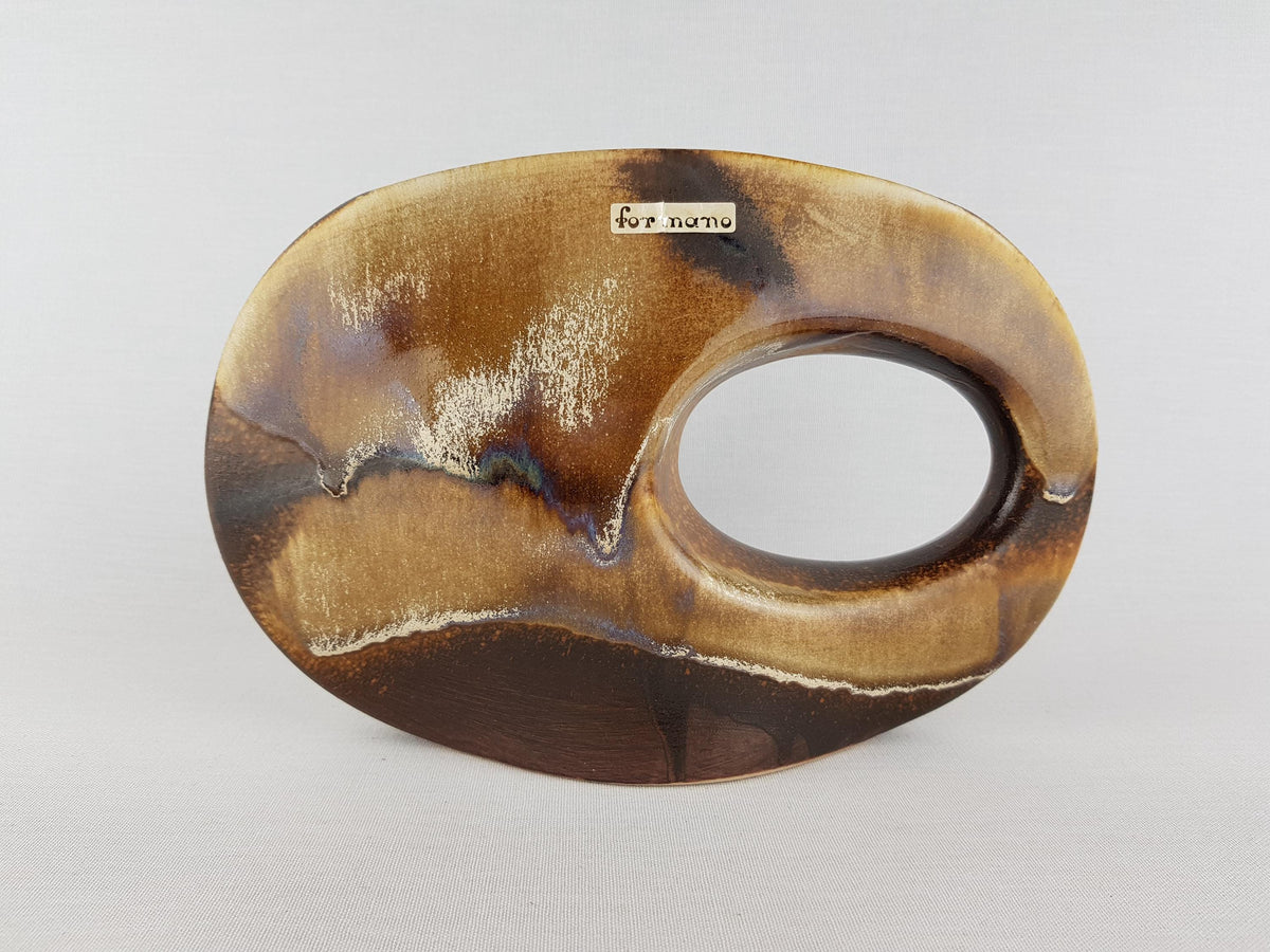 Vintage FORMANO Abstract Ceramic Vase Brown Beige Sculptural West Germany 1980s Design Vase