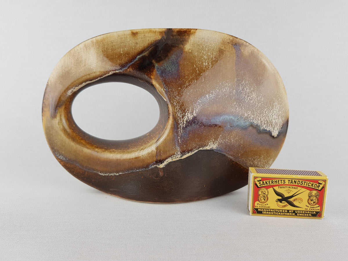 Vintage FORMANO Abstract Ceramic Vase Brown Beige Sculptural West Germany 1980s Design Vase