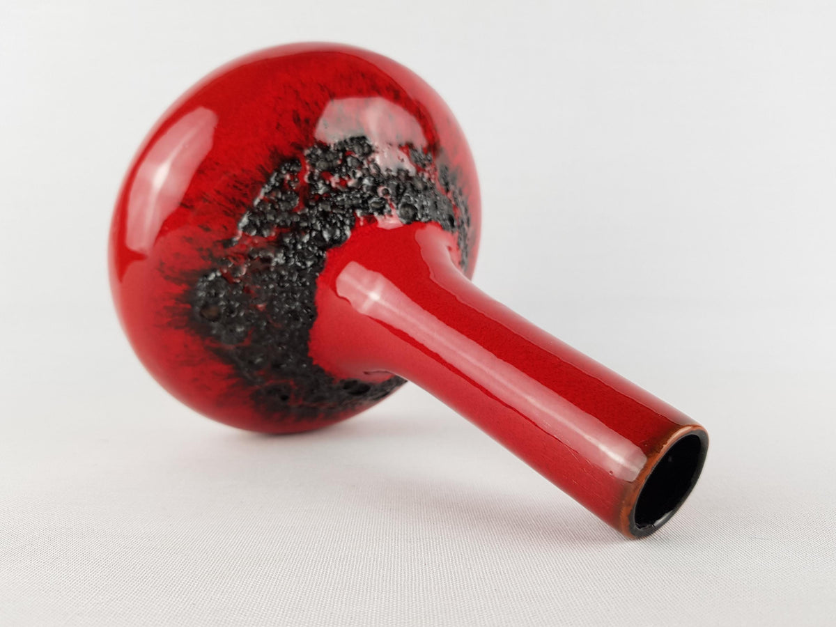 Vintage KREUTZ KERAMIK Red Fat Lava Vase 428 West German Pottery 1970s