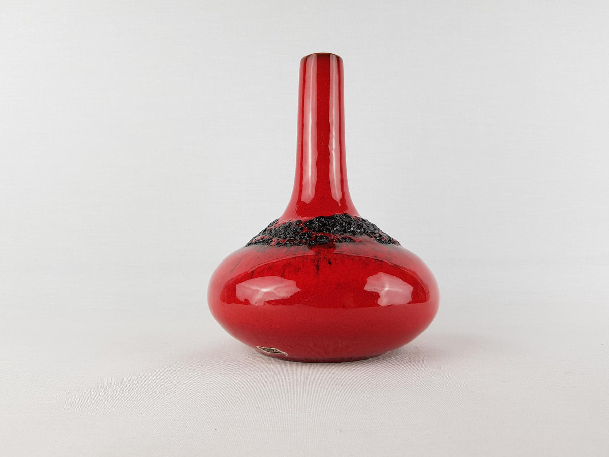 Vintage KREUTZ KERAMIK Red Fat Lava Vase 428 West German Pottery 1970s