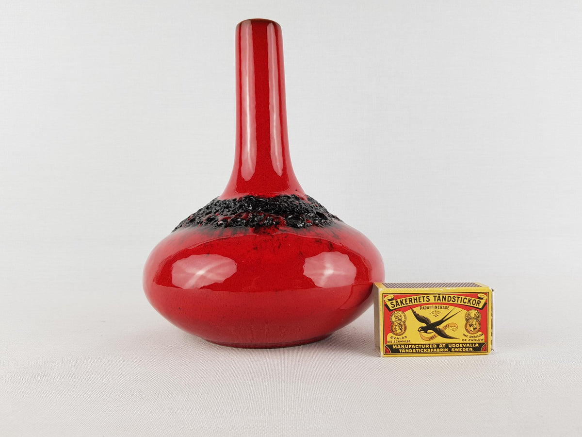Vintage KREUTZ KERAMIK Red Fat Lava Vase 428 West German Pottery 1970s