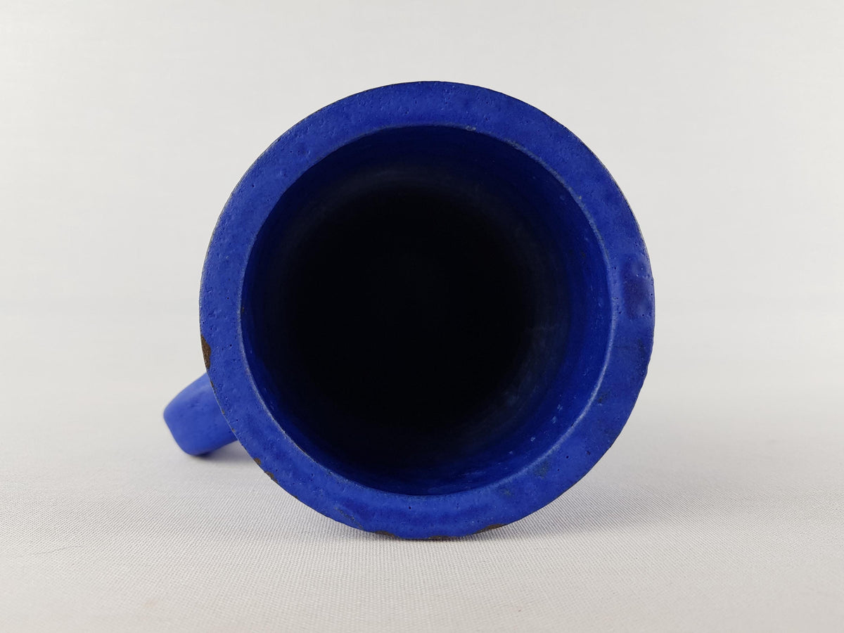 Vintage HOY Töpferei Hartwig Heyne Blue Handled Vase West German Pottery 1970s Minimalist Ceramic