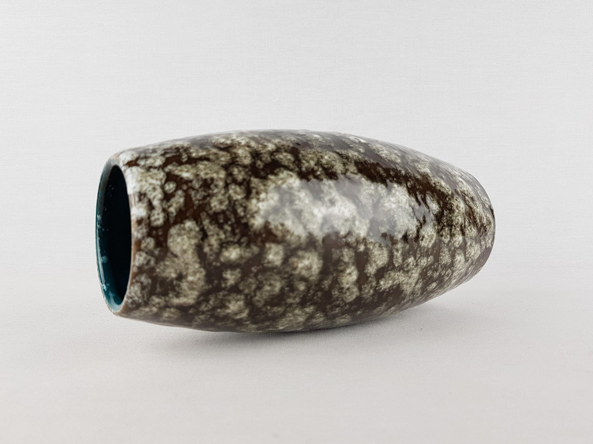 Vintage SCHEURICH KERAMIK Dark Brown and White Vase Fat Lava Cloudy Glaze 522 20 West German Pottery