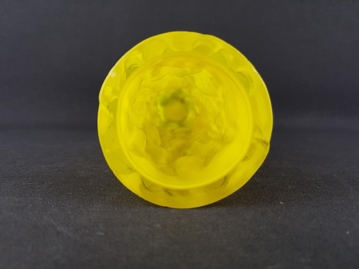 Vintage INGRID GLAS Bright Yellow Cylinder Vase Wave Design German Pottery 1960s 1970s