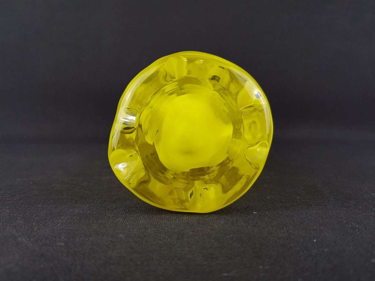 Vintage INGRID GLAS Bright Yellow Cylinder Vase Wave Design German Pottery 1960s 1970s