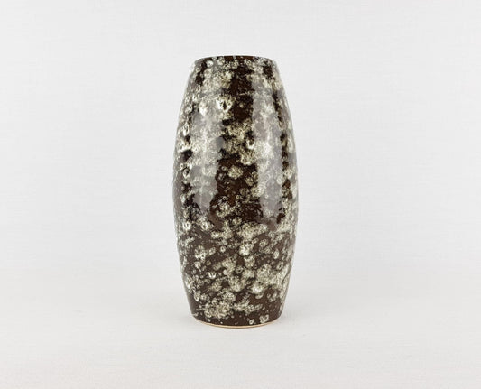 Vintage SCHEURICH KERAMIK Dark Brown and White Vase Fat Lava Cloudy Glaze 522 20 West German Pottery
