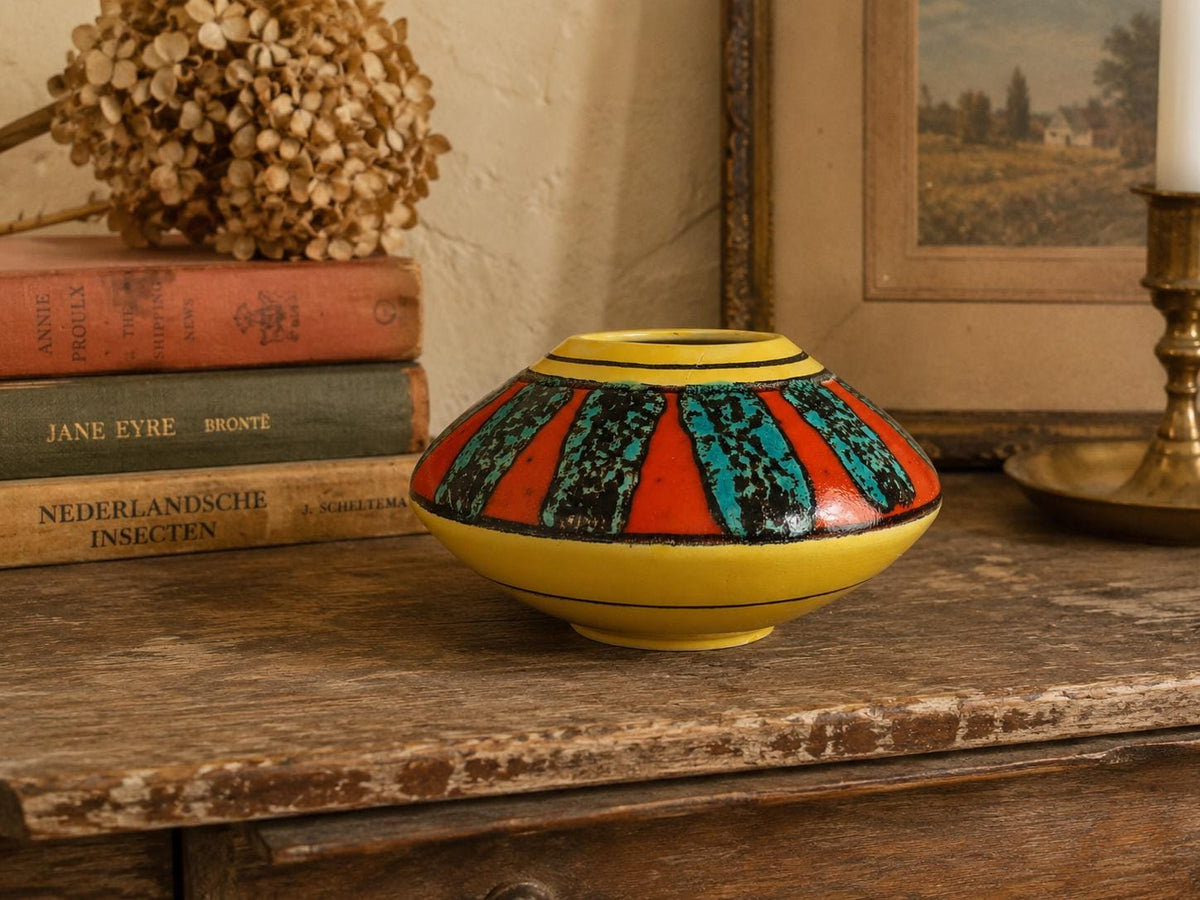 Vintage BAY KERAMIK Fat Lava Discus UFO Vase Ceylon Decor by Bodo Mans 60s
