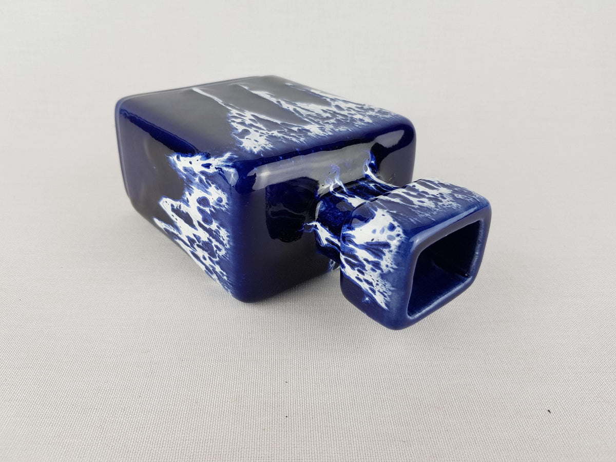 Vintage JOPEKO KERAMIK Ink Blue and White Vase "Blau-weiß" Decor 912-16 West German Pottery 1970s