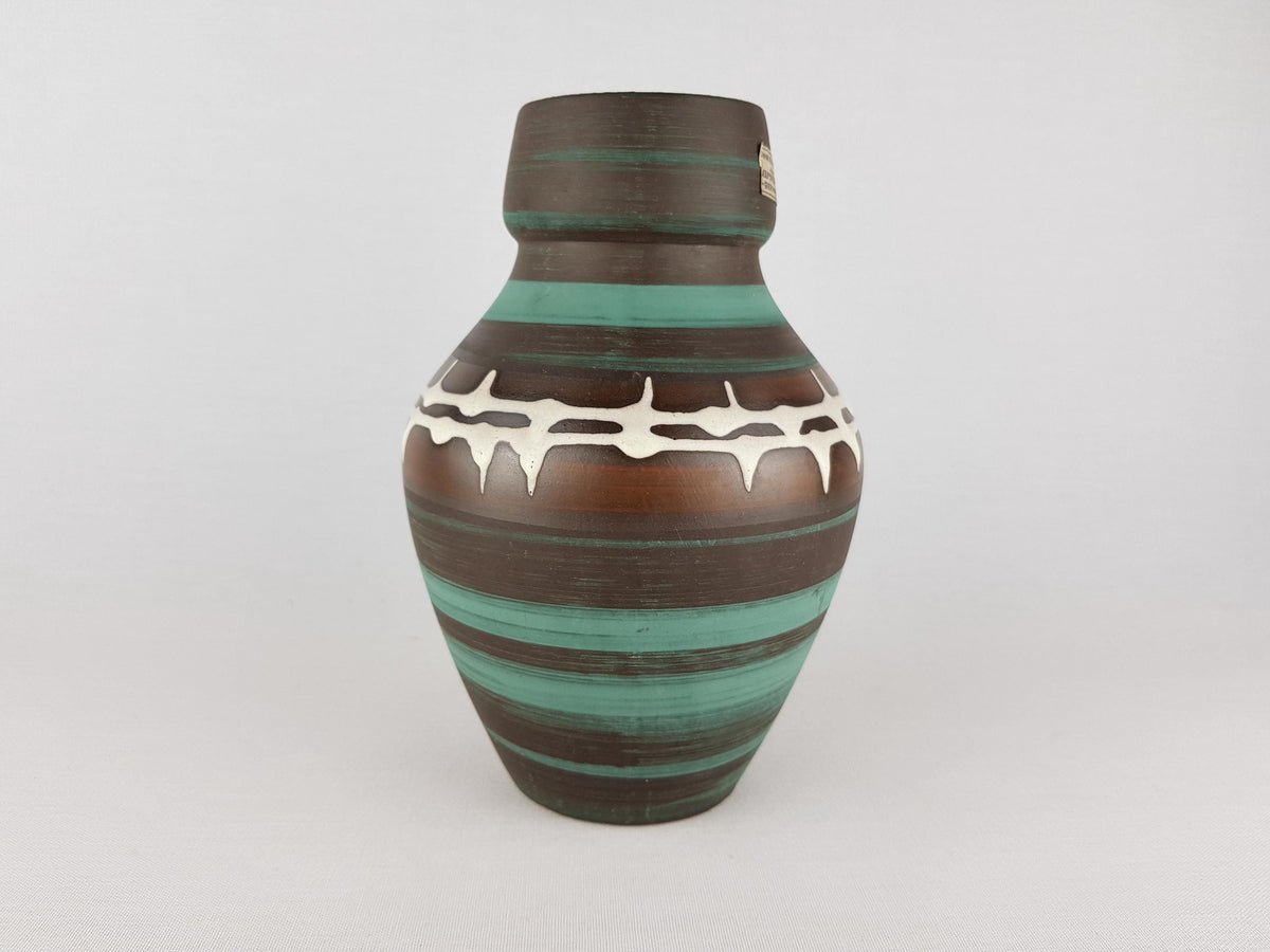 Vintage CARSTENS KERAMIK Handled Green and Dark Brown 1506-21 West German Pottery 1960s