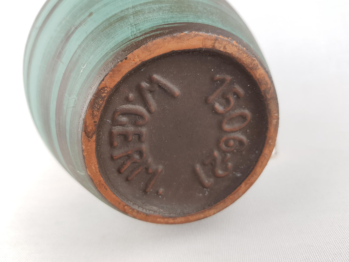 Vintage CARSTENS KERAMIK Handled Green and Dark Brown 1506-21 West German Pottery 1960s