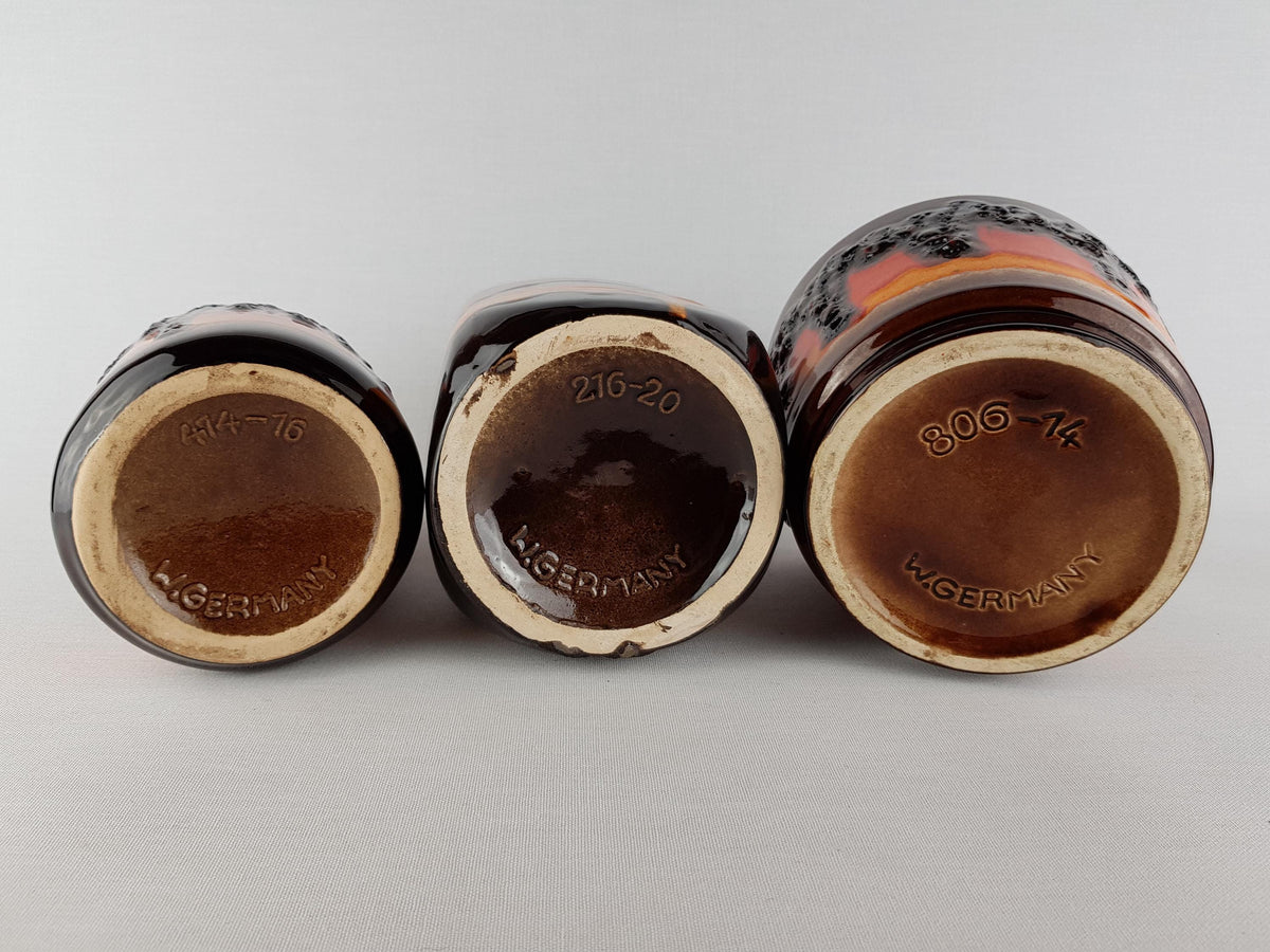 Set of 3 Vintage SCHEURICH KERAMIK Vases + Planter West German Pottery 1970s