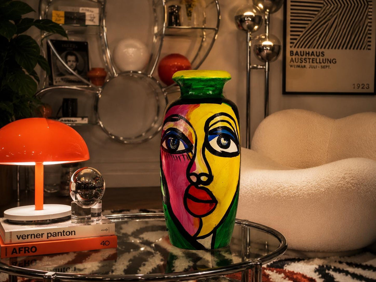 Vintage PETER ROBERT KEIL Hand Painted Scheurich Vase Surrealistic Abstract Art Berlin 1983